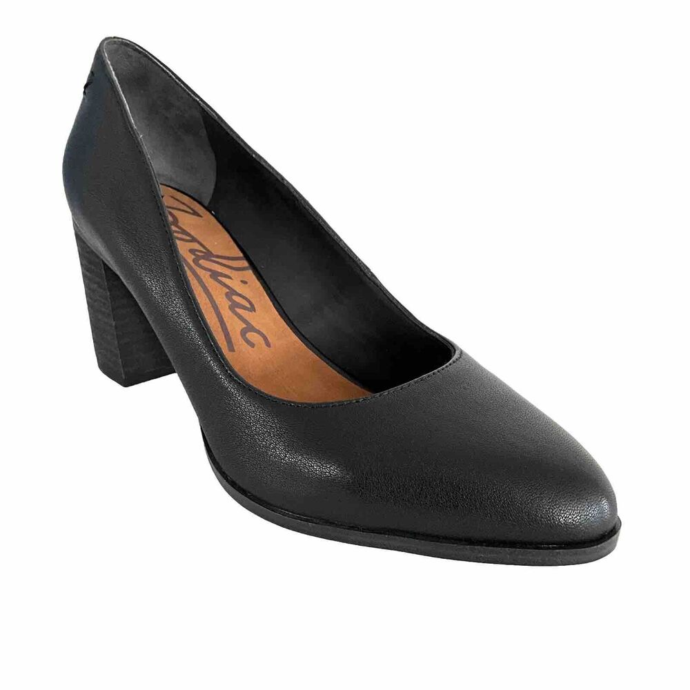 Zodiac Leather Gloria Block Heel Minimalist Office Pumps Black 9